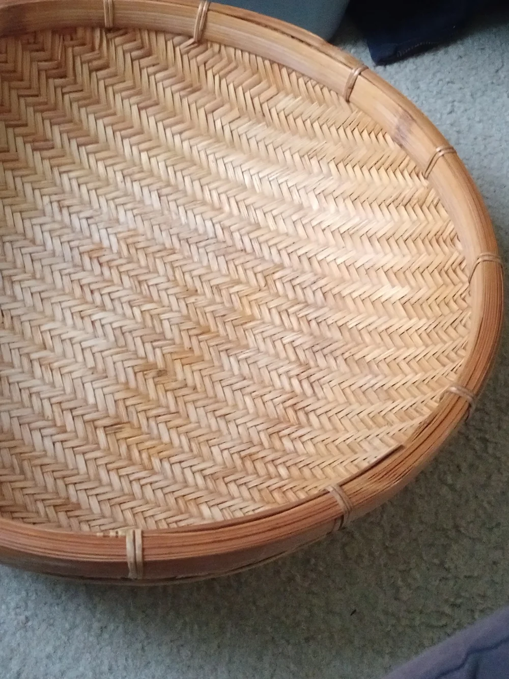 Handwoven Bamboo Serving Basket - Natural Tan